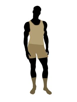 Male model wearing underwear illustration silhouette on a white background