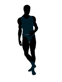 Male model wearing underwear illustration silhouette on a white background