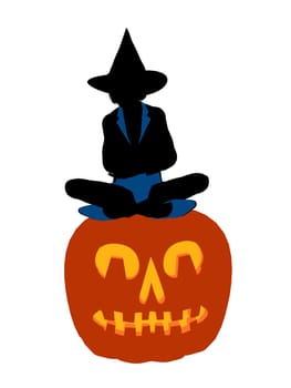 Halloween witch silhouette illustration on a white background