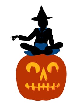 Halloween witch silhouette illustration on a white background