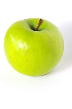 Green apple on the white background