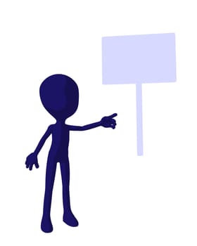 Cute blue silhouette guy standing on a white background
