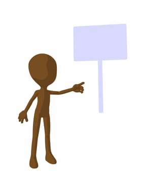 Cute brown silhouette guy standing on a white background
