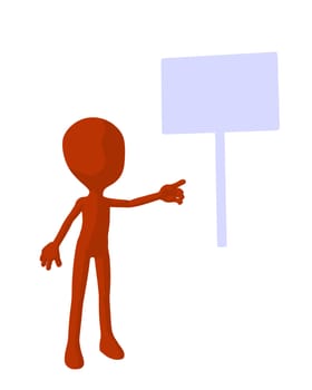 Cute orange silhouette guy standing on a white background
