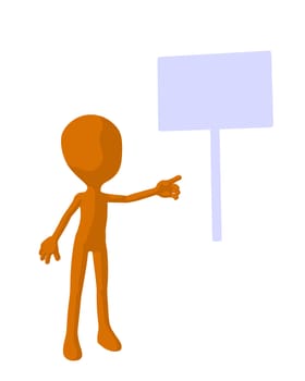 Cute orange silhouette guy standing on a white background
