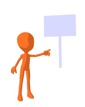 Cute orange silhouette guy standing on a white background

