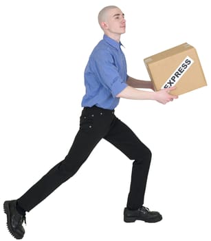 Man holding cardboard box on the hands