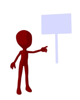 Cute red silhouette guy standing on a white background
