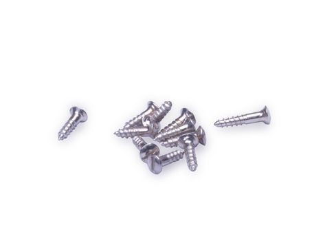 some chrome screws isolated on white background