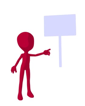 Cute red silhouette guy standing on a white background
