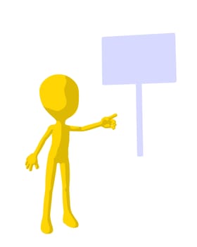 Cute yellow silhouette guy standing on a white background
