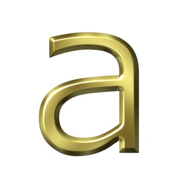 3d golden letter a isolated in white