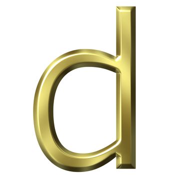 3d golden letter d isolated in white