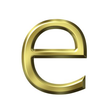 3d golden letter e isolated in white