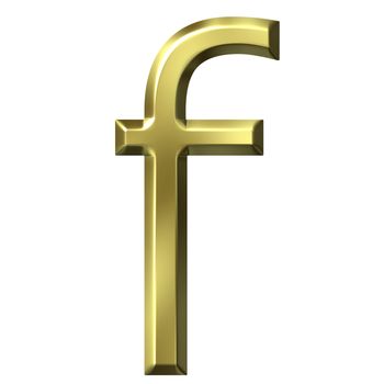 3d golden letter f isolated in white