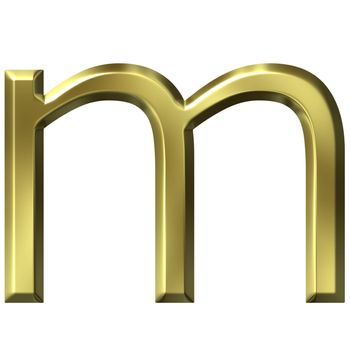 3d golden letter m isolated in white