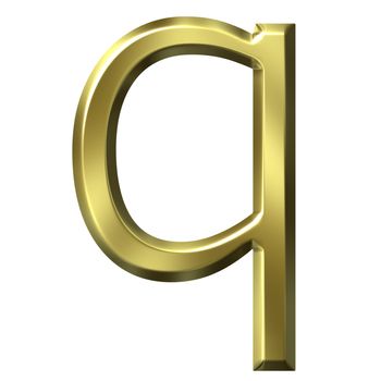3d golden letter q isolated in white