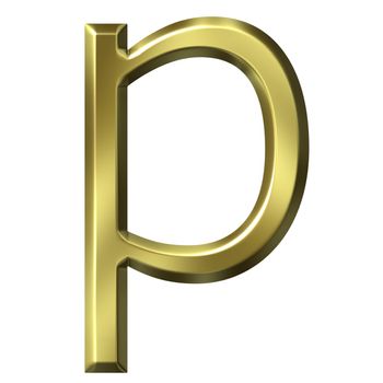 3d golden letter p isolated in white