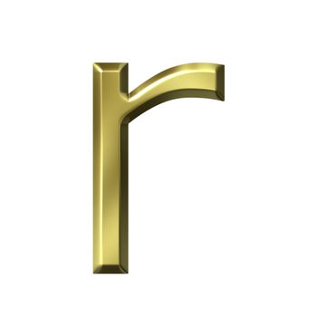 3d golden letter r isolated in white