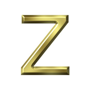 3d golden letter z isolated in white