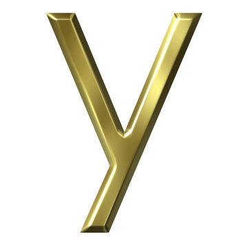 3d golden letter y isolated in white