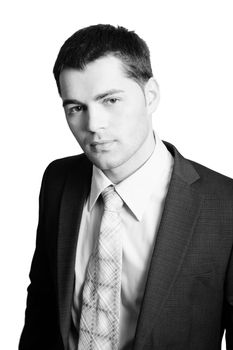 Portrait of Young man wearing suit with tie