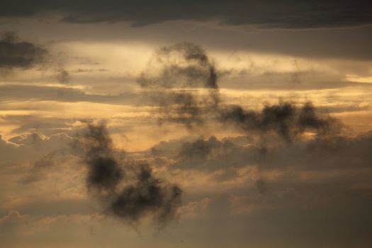 Dramatic clouds in a late evening after a rainshower