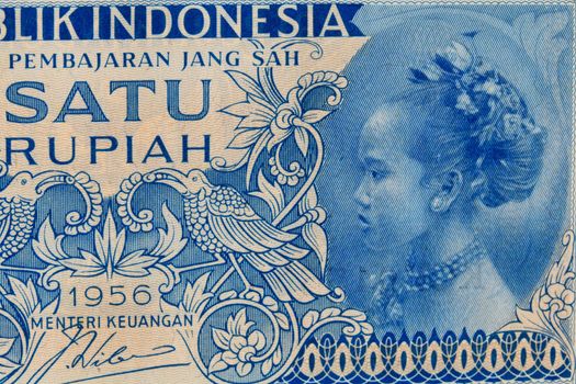 Vintage Indonesian Currency Close up, Satu Rupiah