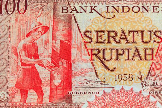 Vintage Indonesian Currency Close up, Seratus Rupiah