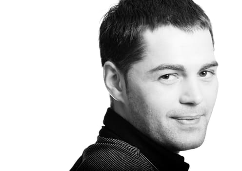 Smiling Young man's face close up isolated 