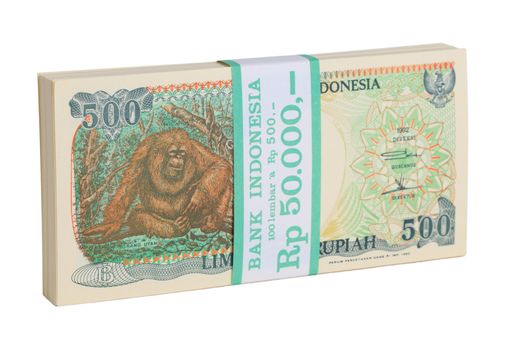 Vintage Indonesian Currency Close up, bundle of bills