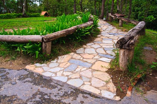 Stone walkway to forest