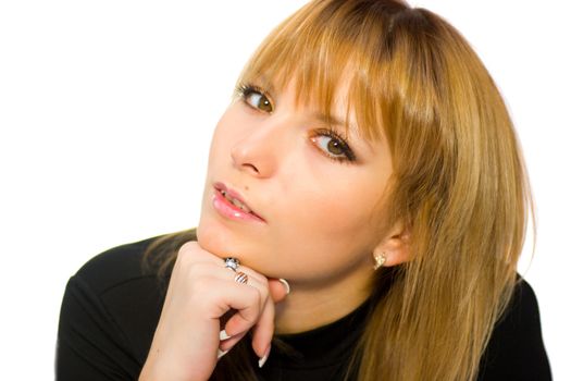 Portrait of Young beautiful woman isolated