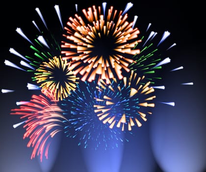 Fireworks of different shapes sizes and colors