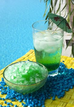 Iced drinks Placed on board in private pools.