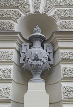 Decorative Vase Standing in Niche By Building Wall