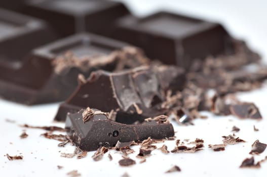 Dark chocolate in bits and pieces