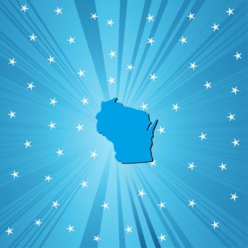 Blue Wisconsin map, abstract background for your design