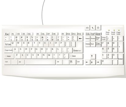 Old computer keyboard over white background