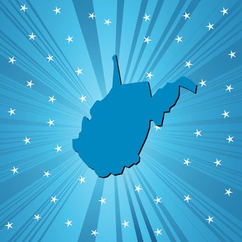 Blue West Virginia map, abstract background for your design