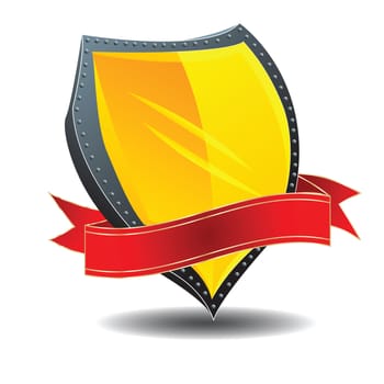 Glossy icon with shield and banner
