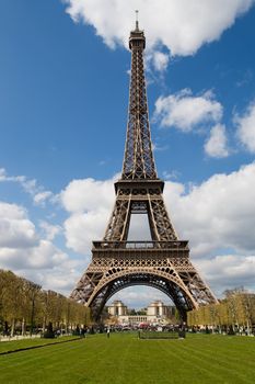 View at Eiffel Tower from the Champ de Mars (Field of Mars)