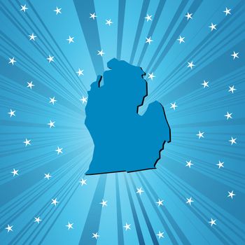 Blue Michigan map, abstract background for your design