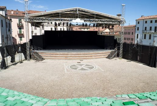 Exterior old amphitheater seats from a little town in Italy 