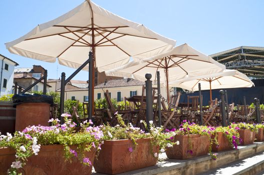 External wooden furniture for a italian style pub