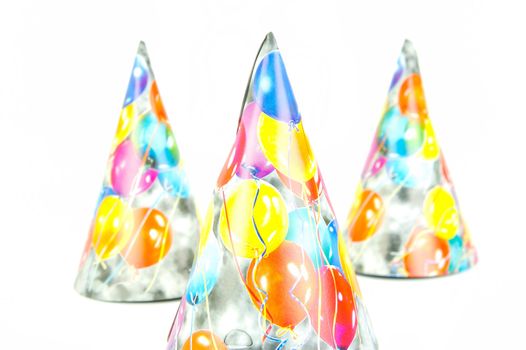 Party hats isolated against a white background