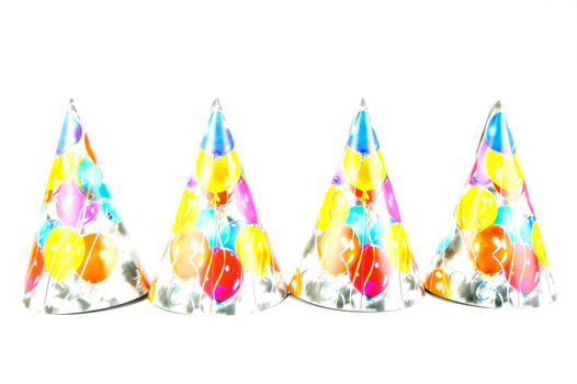 Party hats isolated against a white background