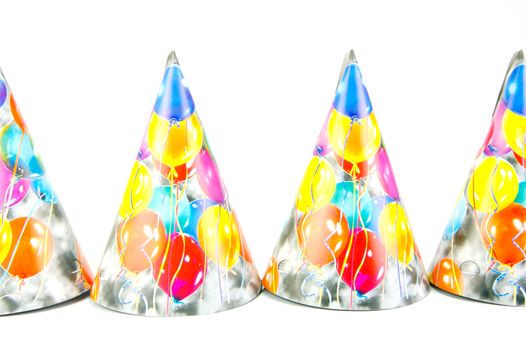 Party hats isolated against a white background