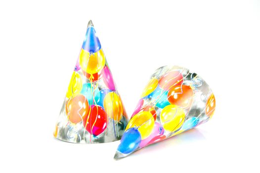 Party hats isolated against a white background