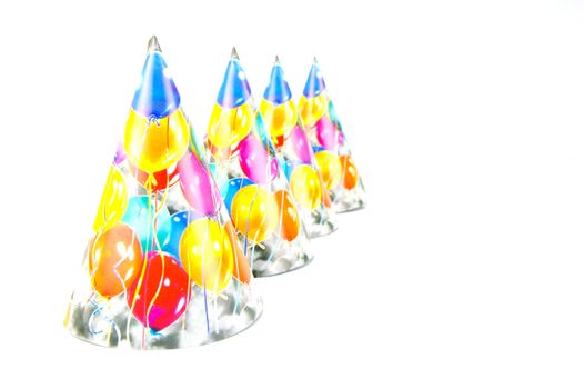 Party hats isolated against a white background